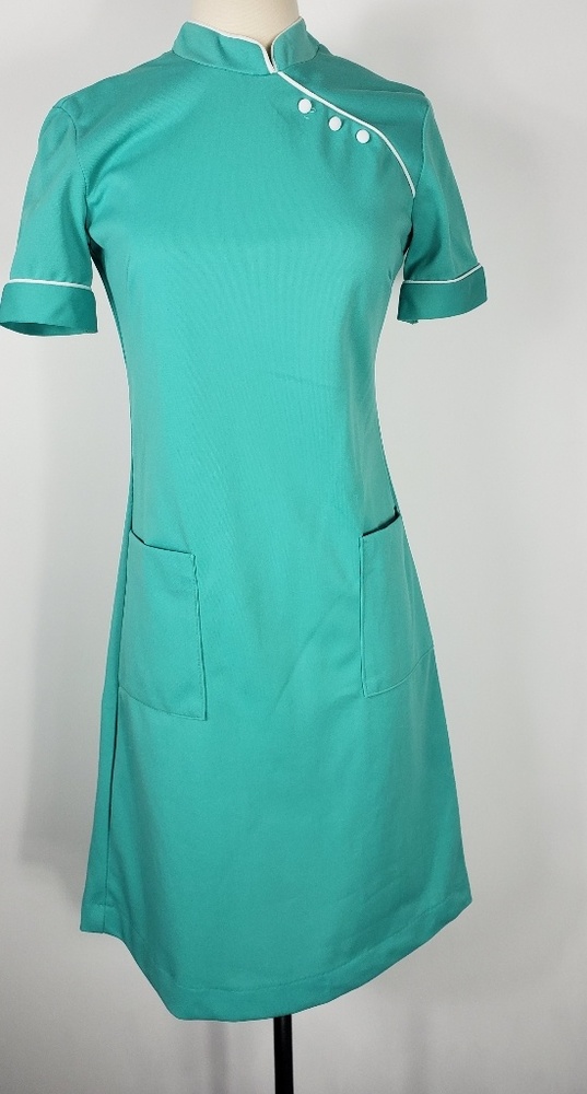 1960s‎ Lady Diane of CA Aqua, Poly Waitress Dress